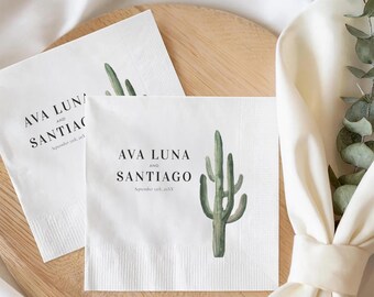 Desert Cactus Wedding Napkins, Southwestern Paper Napkins, Succulent Theme Wedding Decor, Rustic Party Table Supplies