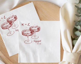Personalized Engagement Cocktail Napkins, Custom Wedding Party Decor, Custom Napkins for Engagement or Bridal Shower, Elegant Party Favor