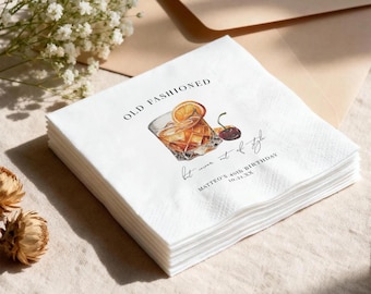 Old Fashioned Cocktail Napkins, Custom Whiskey Birthday, Never Out Of Style Decor, Mens Milestone Party, Signature Drink