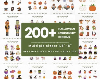 Fall Halloween Embroidery Mini Icons Embroidery Instant Download, Spooky Fall Designs Machine Embroidery Files, Manual Digitizing