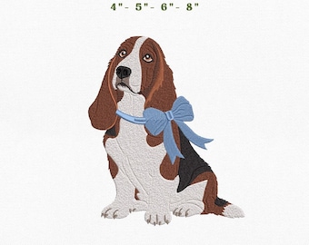Basset Hound Dog Embroidery Instant Download, 4x4 Hoop Puppy Pet Machine Embroidery Files, Manual Digitizing