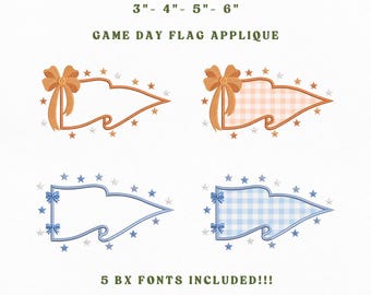 Game Day Flag Applique Mini Icons Bundle Embroidery Instant Download, Pennant Applique Machine Embroidery Files, Manual Digitizing