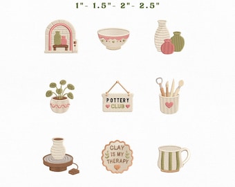 Pottery Club Embroidery Design Instant Download, Ceramic Studio Pottery Lover Machine Embroidery Files, Manual Digitizing