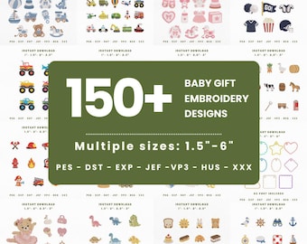 Baby Gift Embroidery Bundle Baby Icons Embroidery Instant Download, Nursery Designs Machine Embroidery Files, Manual Digitizing