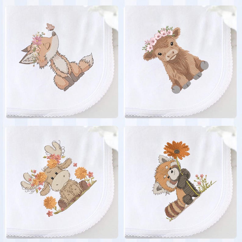 Baby Animal Sketch Embroidery Bundle, Light Fill, Quick Stitch, Machine Embroidery Design, 4x4 5x7 embroidery, Instant Download image 4