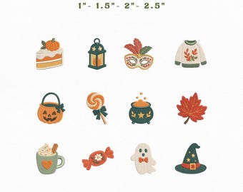 Festive Season Mini Icons Bundle Embroidery Instant Download, Cozy Fall Embroidery Bundle Machine Embroidery Files, Manual Digitizing