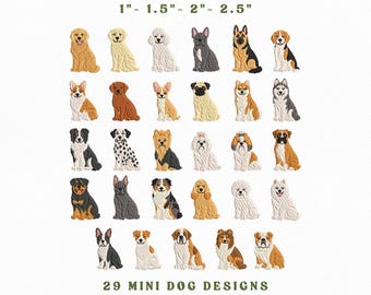 Set of 29 Dog Mini Embroidery Dog Breeds Instant Download, Tiny Art Machine Embroidery Files, Pet Lover Bundle, Manual Digitizing