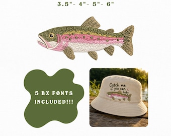 Rainbow Trout Mini Icons Bundle Embroidery Instant Download, Fishing Fish Machine Embroidery Files, Manual Digitizing