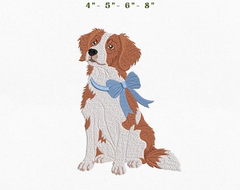 Brittany Spaniel Dog Embroidery Instant Download, 4x4 Hoop Puppy Pet Machine Embroidery Files, Manual Digitizing
