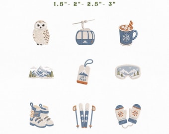 Après Ski Mini Icons Bundle Embroidery Instant Download, Winter Ski Embroidery Bundle, Manual Digitizing