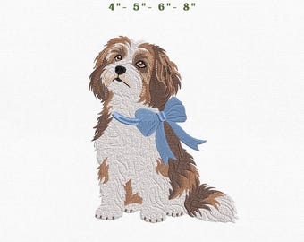 Havanese Dog Embroidery Instant Download, 4x4 Hoop Puppy Pet Machine Embroidery Files, Manual Digitizing