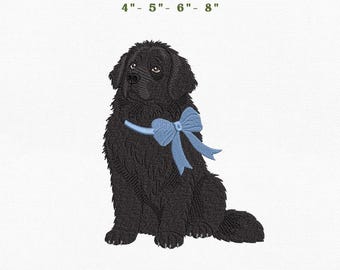 Newfoundland Dog Puppy Embroidery Instant Download, 4x4 Hoop Pet Machine Embroidery Files, Manual Digitizing