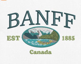 Motif de broderie de Banff Canada, fichier machine de localisation de Banff Canada, fichier numérique de localisation de la ville Pes, Dst, Vp3, Jef, Exp