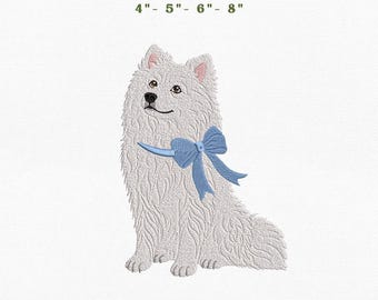 Samoyed Dog Embroidery Instant Download, 4x4 Hoop Puppy Pet Machine Embroidery Files, Manual Digitizing