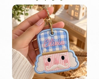 Nutcracker Applique Bag Tag Embroidery Instant Download, 4x4 Hoop Christmas Machine Embroidery Files, Manual Digitizing