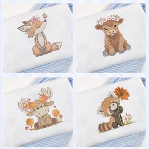 Baby Animal Sketch Embroidery Bundle, Light Fill, Quick Stitch, Machine Embroidery Design, 4x4 5x7 embroidery, Instant Download image 3