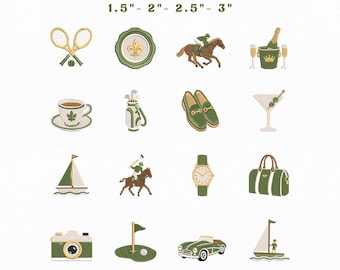 Old Money Country Club Instant Download, Preppy Lifestyle Machine Embroidery Files, Quiet Luxury Icons, Manual Digitizing
