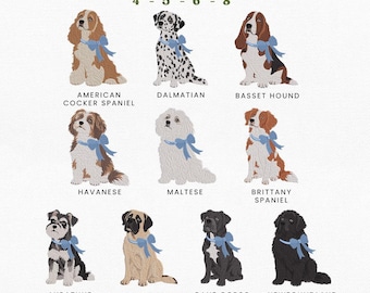 Dog Breed Puppy Embroidery Instant Download, 4x4 Hoop Pet Embroidery Bundle Machine Embroidery Files, Manual Digitizing