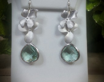 Erinite & Double Orchid Floret Earrings