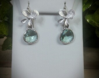 Erinite & Single Orchid Floret Earrings