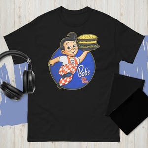 New Bobs Big Boy Burger Restaurant Retro Black And Shirt Usa Size S-XXXL