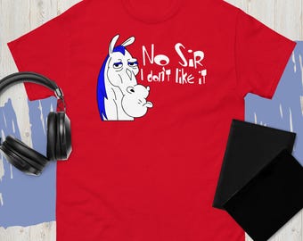 New Ren And Stimpy Show No Sir I Dont Like It Black T-Shirts Grey Mens Tee S-3Xl