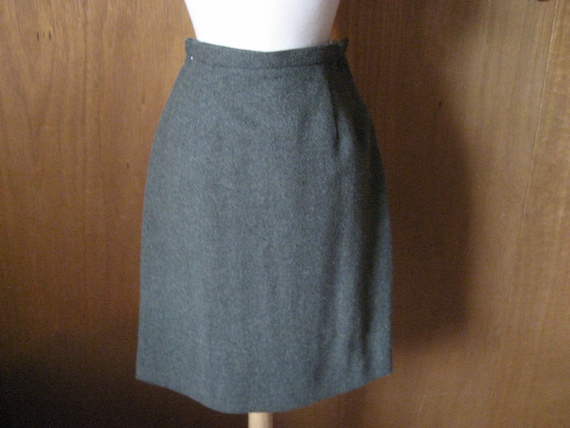 Green Wool Straight Skirt - image 1