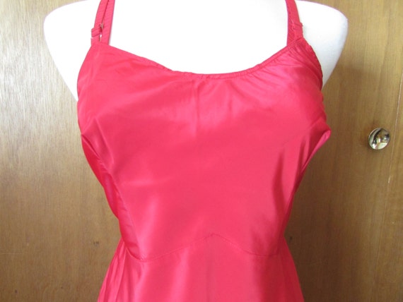 Vintage Red Nylon Slip - image 4