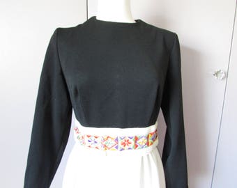 1970 White and Black Maxi Dress