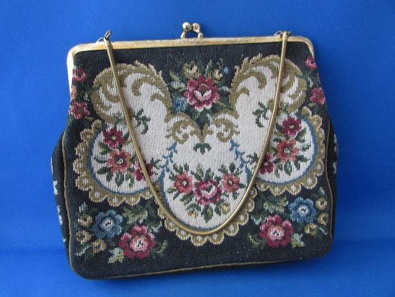 Floral Design Tapestry Hand Bag - image 1