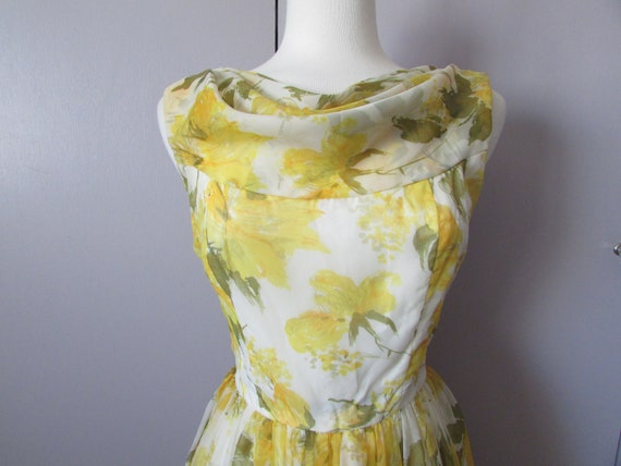 Yellow Flower Chiffon Dress - image 2