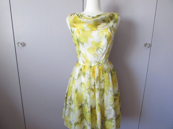 Yellow Flower Chiffon Dress - image 1