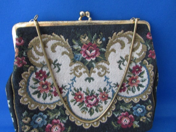 Floral Design Tapestry Hand Bag - image 2