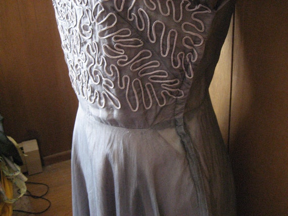 1940 Taffeta and Sheer Dress - image 3