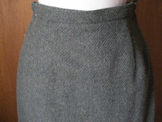 Green Wool Straight Skirt - image 2