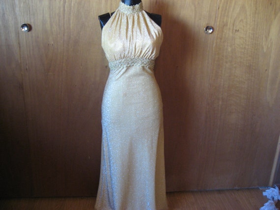 Gold High Collar Evening Gown
