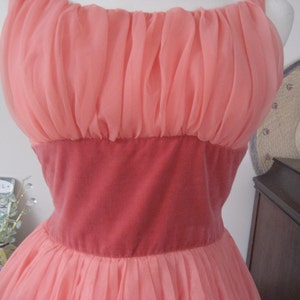 1950s Peach Chiffon Prom Dress image 3
