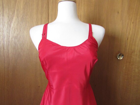 Vintage Red Nylon Slip - image 2