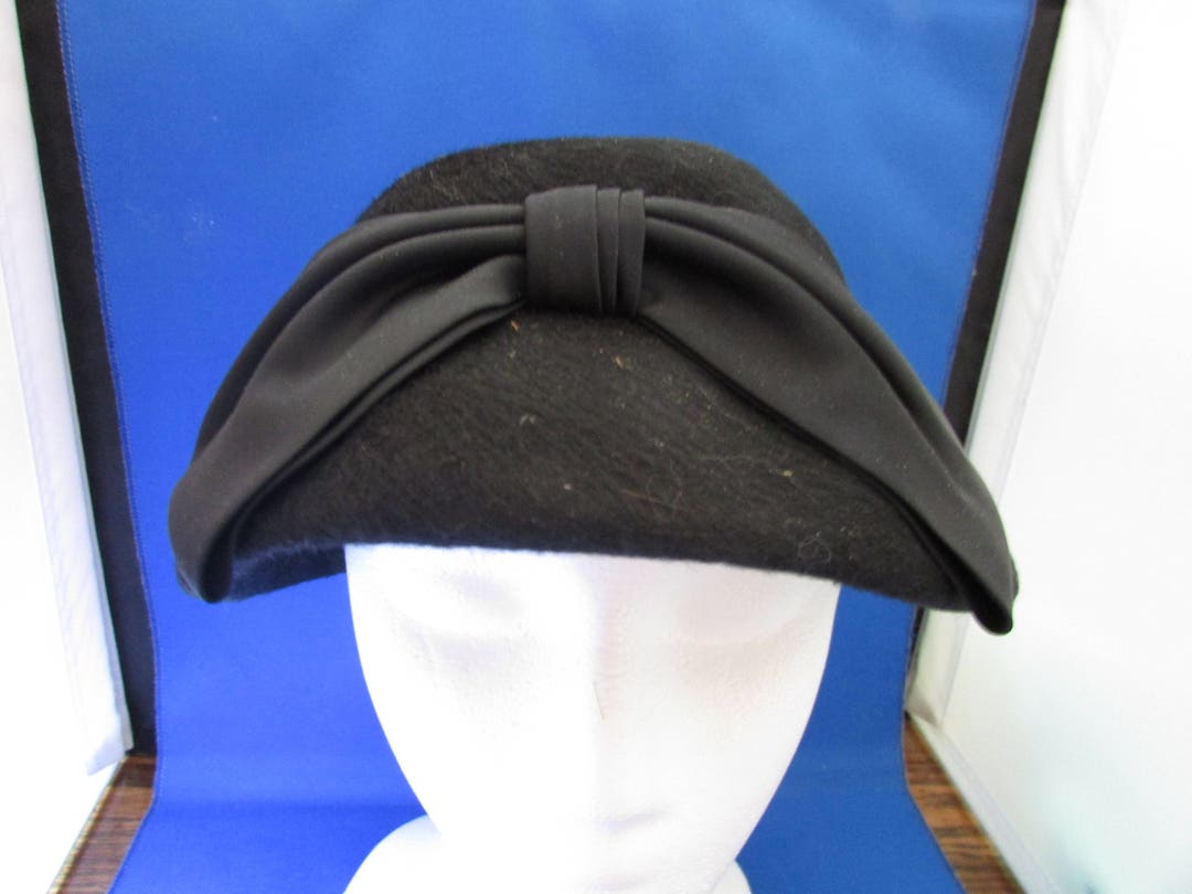 Betmar black wool ascot hat with satin black bow Betmar Hat Vintage - Etsy main image 4