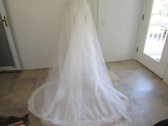 1970 Wedding Dress with Veil and Train - image 4