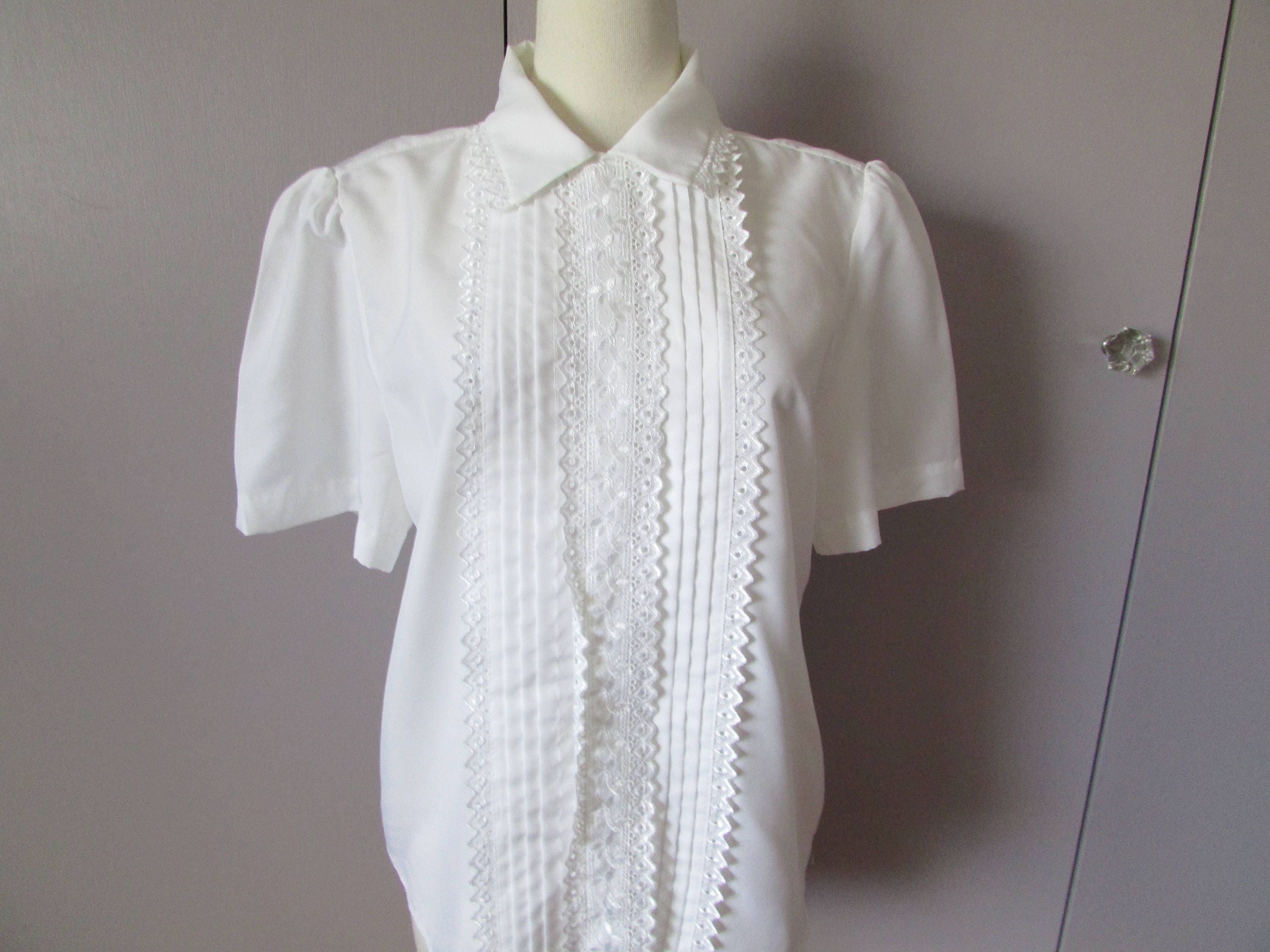 1980 Lauren Lee White and Lace Blouse - Etsy
