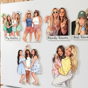 Photo Fridge Magnet for Best Friend, Custom Bestie Acrylic Magnet, Personalized Friendship Keepsake Gift for Galentine’s Day