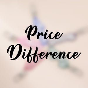 May include: Image with the words "Price Difference" in a cursive font. The background is a blurred star shape with pastel colors of pink, blue, green, and white, set against a light beige backdrop.