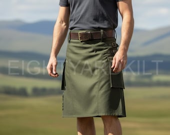 Olive Green Utility Kilt Custom Made