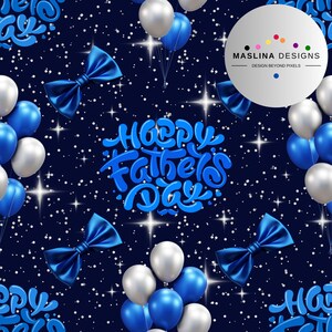 Bonne fête des pères, motif transparent, ballons bleus, noeud papillon, papier numérique, fond festif, téléchargement immédiat, travaux manuels, album, imprimable, amour