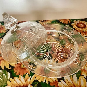 Pressed Glass Lid Butter Dish /Jeannette Glass Butter Dish Depression Glass USA  2-8