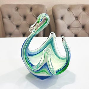 Italian Glass Bowl Swan - Etsy