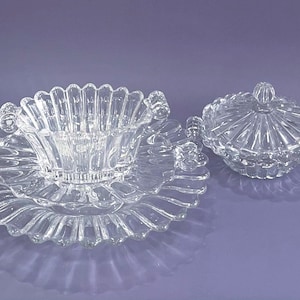 Vintage Heisey Crystolite Glaswaren Set: Schüssel, Teller, Konfektteller - USA Made