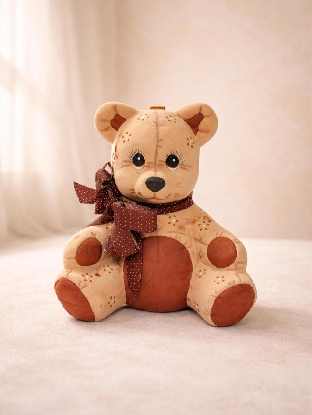 Vintage Teddy Bear With Brown Ribbon - Etsy