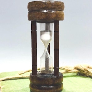 Vintage Wood-Framed Hourglass Egg Timer – 4" x 1.5" – Rustic Kitchen Decor